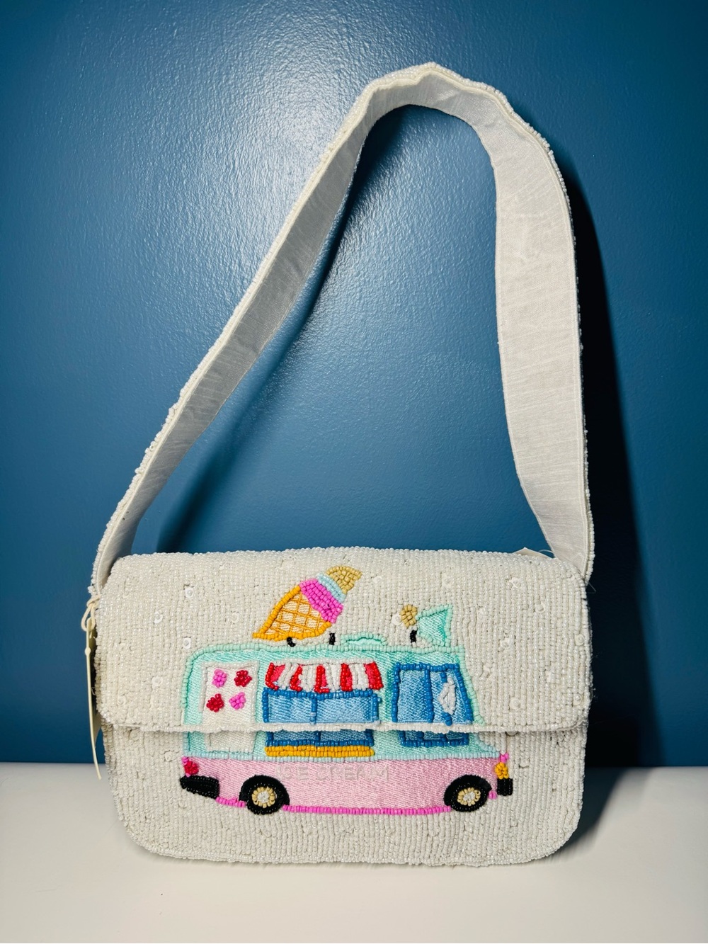 NEW Sol & Mer Ice Cream Truck Themed Beaded Shoulder Bag Handcrafted In India